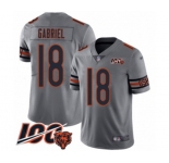 Men's Chicago Bears #18 Taylor Gabriel Limited Silver Inverted Legend 100th Season Football Jersey