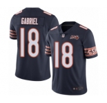 Men's Chicago Bears #18 Taylor Gabriel Navy Blue Team Color 100th Season Limited Football Jersey