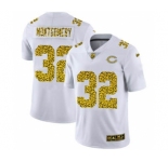 Men's Chicago Bears #32 David Montgomery Flocked Leopard Print Vapor Limited Football Jersey White