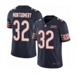 Men's Chicago Bears #32 David Montgomery Navy Blue Team Color 100th Season Limited Football Jersey