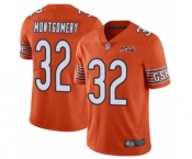 Men's Chicago Bears #32 David Montgomery Orange Alternate 100th Season Limited Football Jersey