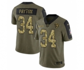 Men's Chicago Bears #34 Walter Payton 2021 Olive Camo Salute To Service Limited Stitched Football Jersey