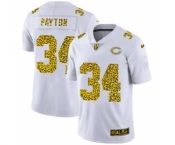 Men's Chicago Bears #34 Walter Payton Flocked Leopard Print Vapor Limited Football Jersey White