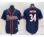 Men's Chicago Bears #34 Walter Payton Navy Blue Stitched MLB Cool Base Nike Baseball Jersey