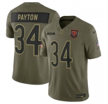 Men's Chicago Bears #34 Walter Payton Olive 2025 Salute to Service Limited Football Stitched Jersey