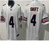Men's Chicago Bears #4 D'Andre Swift Limited White FUSE Vapor Jersey