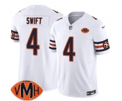 Men's Chicago Bears #4 D'Andre Swift White 2025 F.U.S.E. With Illinois and VMH Patch Vapor Untouchable Limited Football Stitched Jersey
