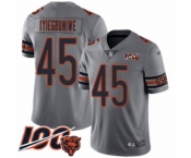 Men's Chicago Bears #45 Joel Iyiegbuniwe Limited Silver Inverted Legend 100th Season Football Jersey