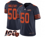 Men's Chicago Bears #50 Mike Singletary Limited Navy Blue Rush Vapor Untouchable 100th Season Football Jersey