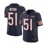 Men's Chicago Bears #51 Dick Butkus Navy Blue Team Color 100th Season Limited Football Jersey
