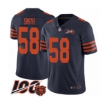 Men's Chicago Bears #58 Roquan Smith Limited Navy Blue Rush Vapor Untouchable 100th Season Football Jersey
