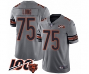 Men's Chicago Bears #75 Kyle Long Limited Silver Inverted Legend 100th Season Football Jersey