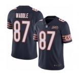 Men's Chicago Bears #87 Tom Waddle Navy Blue Team Color 100th Season Limited Football Jersey