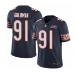 Men's Chicago Bears #91 Eddie Goldman Navy Blue Team Color 100th Season Limited Football Jersey