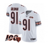 Men's Chicago Bears #91 Eddie Goldman White Vapor Untouchable Limited Player 100th Season Football Jersey