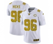 Men's Chicago Bears #96 Akiem Hicks Flocked Leopard Print Vapor Limited Football Jersey White