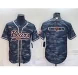 Men's Chicago Bears Blank Grey Camo Team Big Logo With Patch Cool Base Stitched Baseball Jersey