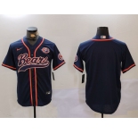 Men's Chicago Bears Blank Navy Blue With Patch Cool Base Stitched Baseball Jersey