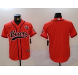Mens Chicago Bears Blank Orange Throwback With Patch Cool Base Stitched Baseball Jersey