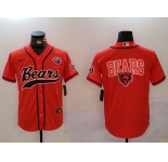 Men's Chicago Bears Blank Orange Throwback With Patch Cool Base Stitched Baseball Jerseys
