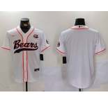 Men's Chicago Bears Blank White With Patch Cool Base Stitched Baseball Jersey