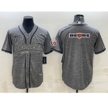 Men's Chicago Bears Grey Team Big Logo With Patch Cool Base Stitched Baseball Jersey