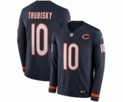 Men's Nike Chicago Bears #10 Mitchell Trubisky Limited Navy Blue Therma Long Sleeve NFL Jersey