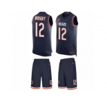 Men's Nike Chicago Bears #12 Kendall Wright Limited Navy Blue Tank Top Suit NFL Jersey