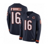 Men's Nike Chicago Bears #16 Pat O'Donnell Limited Navy Blue Therma Long Sleeve NFL Jersey
