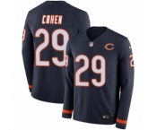 Men's Nike Chicago Bears #29 Tarik Cohen Limited Navy Blue Therma Long Sleeve NFL Jersey