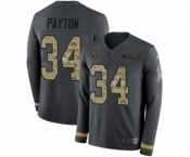Men's Nike Chicago Bears #34 Walter Payton Limited Black Salute to Service Therma Long Sleeve NFL Jersey