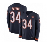 Men's Nike Chicago Bears #34 Walter Payton Limited Navy Blue Therma Long Sleeve NFL Jersey