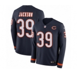 Men's Nike Chicago Bears #39 Eddie Jackson Limited Navy Blue Therma Long Sleeve NFL Jersey