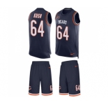 Men's Nike Chicago Bears #64 Eric Kush Limited Navy Blue Tank Top Suit NFL Jersey