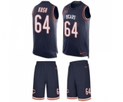 Men's Nike Chicago Bears #64 Eric Kush Limited Navy Blue Tank Top Suit NFL Jersey