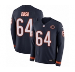 Men's Nike Chicago Bears #64 Eric Kush Limited Navy Blue Therma Long Sleeve NFL Jersey