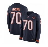 Men's Nike Chicago Bears #70 Bobby Massie Limited Navy Blue Therma Long Sleeve NFL Jersey