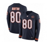 Men's Nike Chicago Bears #80 Trey Burton Limited Navy Blue Therma Long Sleeve NFL Jersey