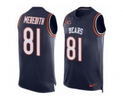 Men's Nike Chicago Bears #81 Cameron Meredith Limited Navy Blue Player Name & Number Tank Top NFL Jersey