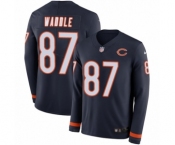 Men's Nike Chicago Bears #87 Tom Waddle Limited Navy Blue Therma Long Sleeve NFL Jersey