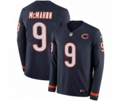 Men's Nike Chicago Bears #9 Jim McMahon Limited Navy Blue Therma Long Sleeve NFL Jersey