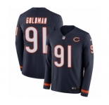 Men's Nike Chicago Bears #91 Eddie Goldman Limited Navy Blue Therma Long Sleeve NFL Jersey