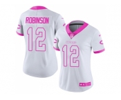 Women Nike Chicago Bears #12 Allen Robinson White Pink Stitched NFL Limited Rush Fashion Jersey