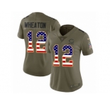 Women Nike Chicago Bears #12 Markus Wheaton Limited Olive USA Flag Salute to Service NFL Jersey