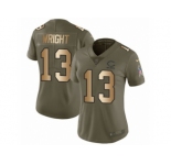 Women Nike Chicago Bears #13 Kendall Wright Limited Olive Gold Salute to Service NFL Jersey