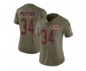 Women Nike Chicago Bears #34 Walter Payton Olive Stitched NFL Limited 2017 Salute to Service Jersey