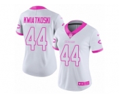 Women Nike Chicago Bears #44 Nick Kwiatkoski Limited White Pink Rush Fashion NFL Jersey