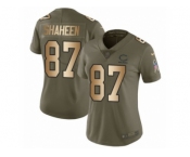 Women Nike Chicago Bears #87 Adam Shaheen Limited Olive Gold Salute to Service NFL Jersey