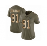 Women Nike Chicago Bears #91 Eddie Goldman Limited Olive Gold Salute to Service NFL Jersey