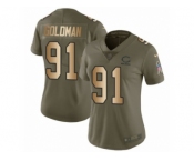 Women Nike Chicago Bears #91 Eddie Goldman Limited Olive Gold Salute to Service NFL Jersey